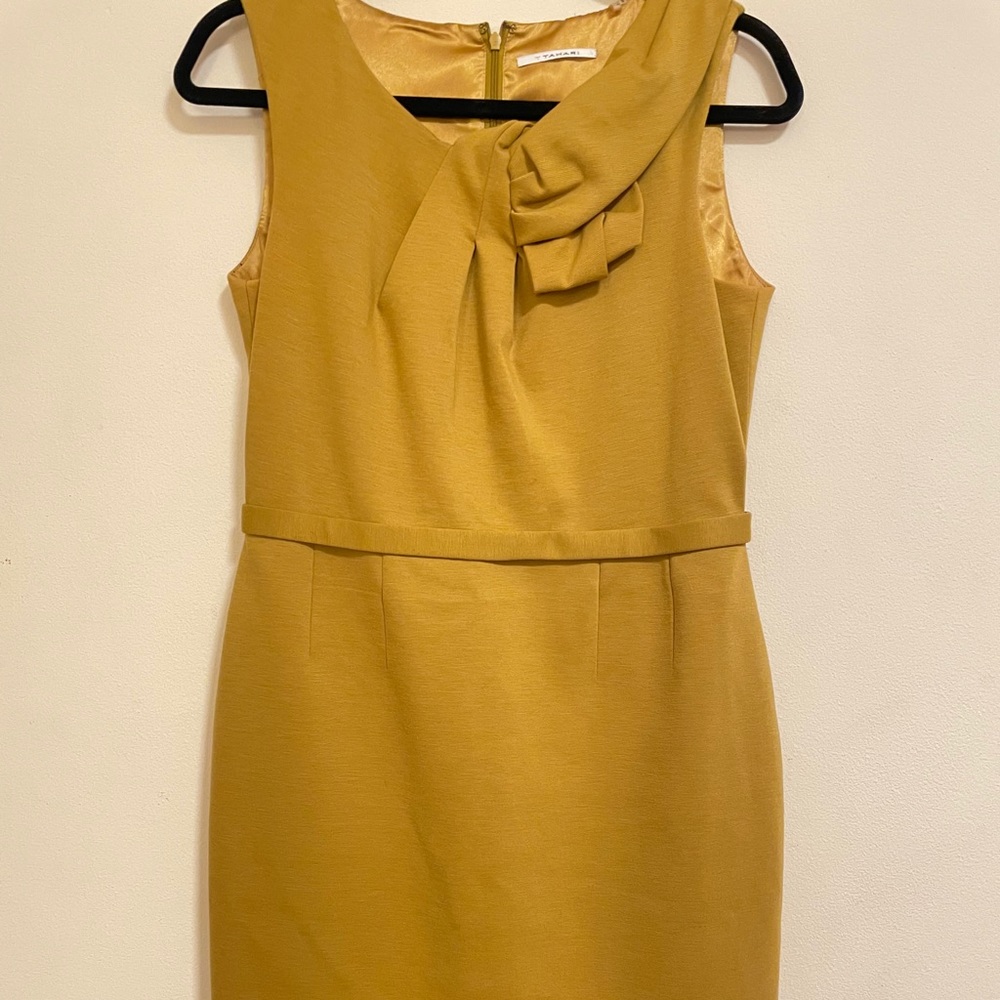T Tahari Mustard yellow, wool shift dress
